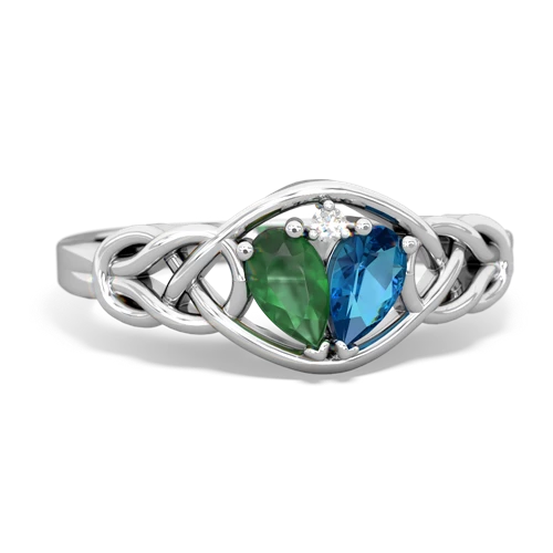 Emerald Genuine Emerald with Genuine London Blue Topaz Celtic Love Knot ring Ring