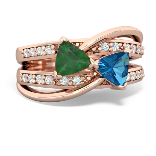 Emerald Genuine Emerald with Genuine London Blue Topaz Bowtie ring Ring