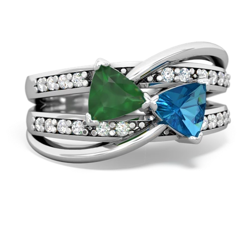 Emerald Genuine Emerald with Genuine London Blue Topaz Bowtie ring Ring