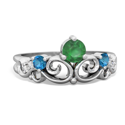 Emerald Genuine Emerald with Genuine London Blue Topaz and Genuine Tanzanite Crown Keepsake ring Ring