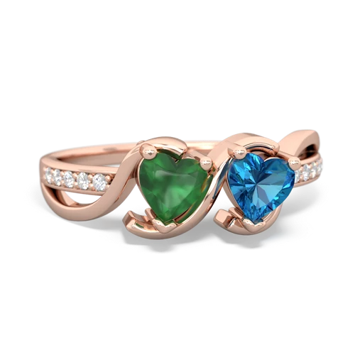 emerald-london topaz double heart ring