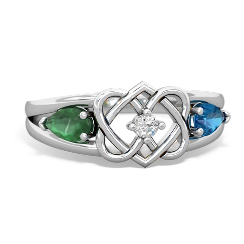 emerald-london topaz double heart ring