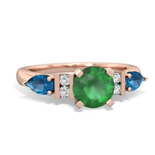 Emerald Genuine Emerald with Genuine London Blue Topaz and  Engagement ring Ring