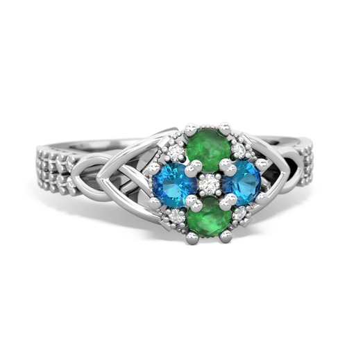 Emerald Genuine Emerald with Genuine London Blue Topaz Celtic Knot Engagement ring Ring