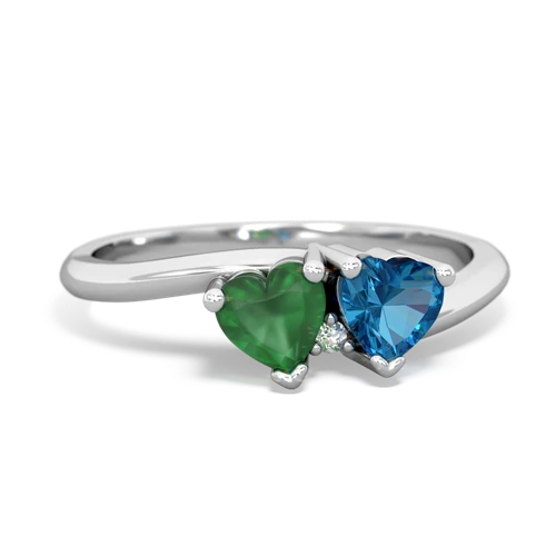 Emerald Genuine Emerald with Genuine London Blue Topaz Sweetheart's Promise ring Ring