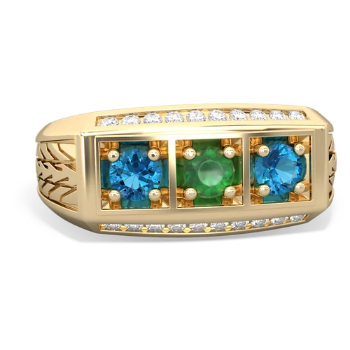 emerald-london topaz three stone ring