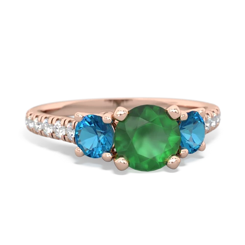 Emerald Genuine Emerald with Genuine London Blue Topaz and Genuine Pink Tourmaline Pave Trellis ring Ring