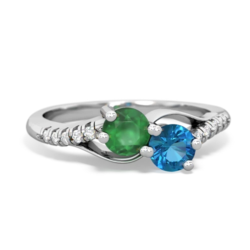 Emerald Genuine Emerald with Genuine London Blue Topaz Two Stone Infinity ring Ring