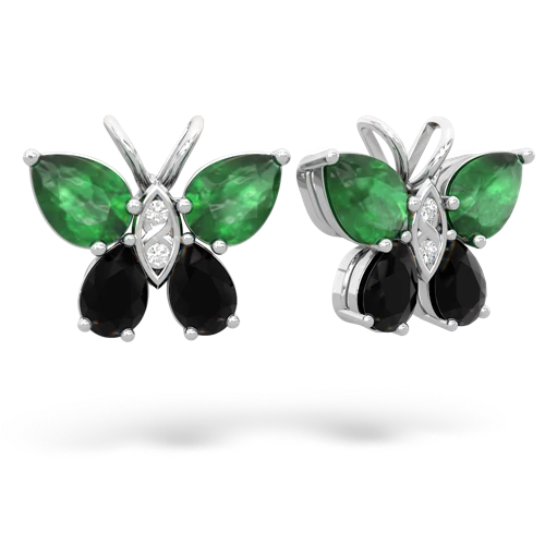 emerald-onyx butterfly earrings
