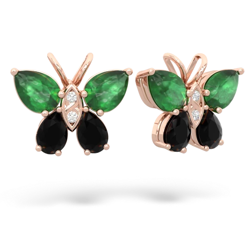 emerald-onyx butterfly earrings