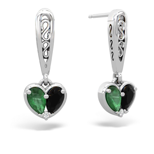 emerald-onyx filligree earrings