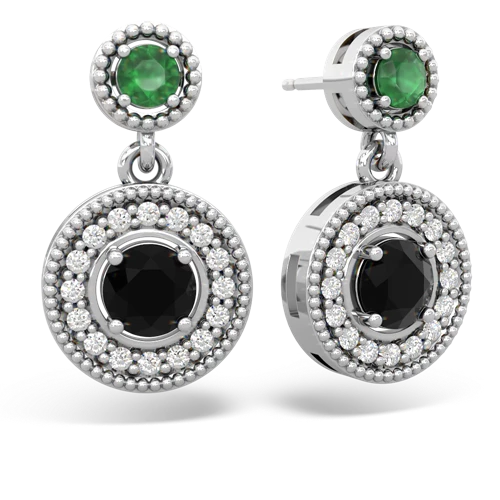 emerald-onyx halo earrings
