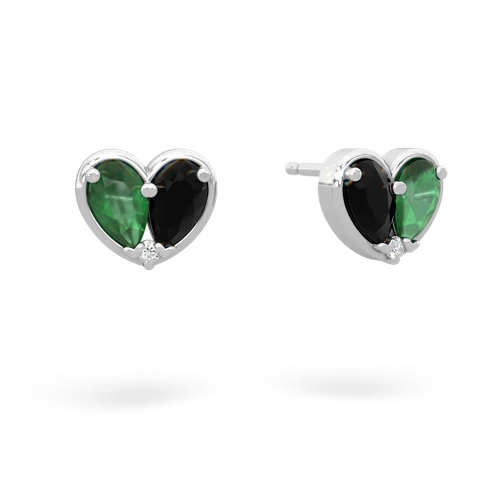 emerald-onyx one heart earrings