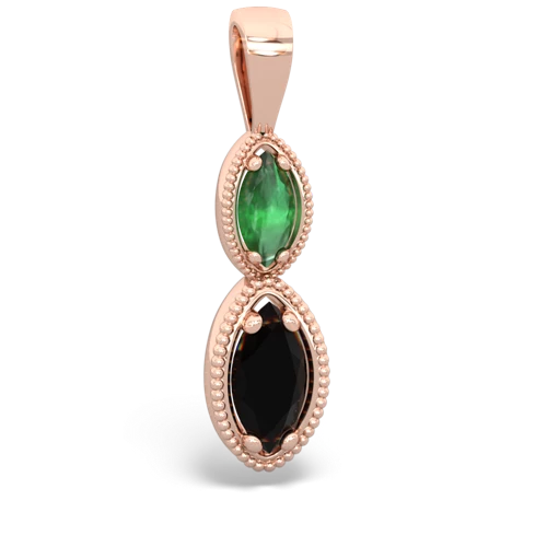 emerald-onyx antique milgrain pendant