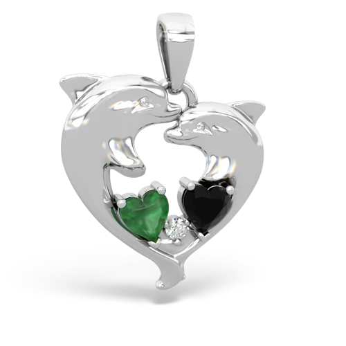 emerald-onyx dolphins pendant
