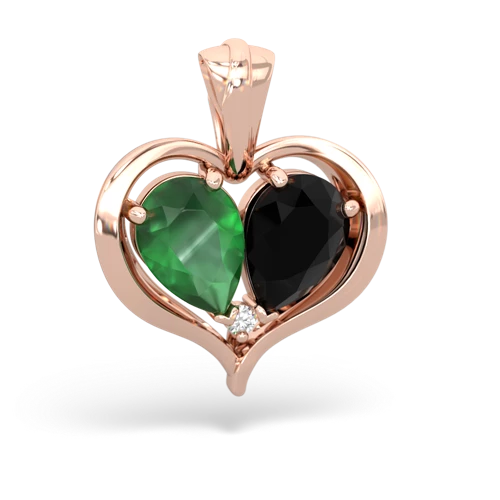 emerald-onyx half heart whole pendant