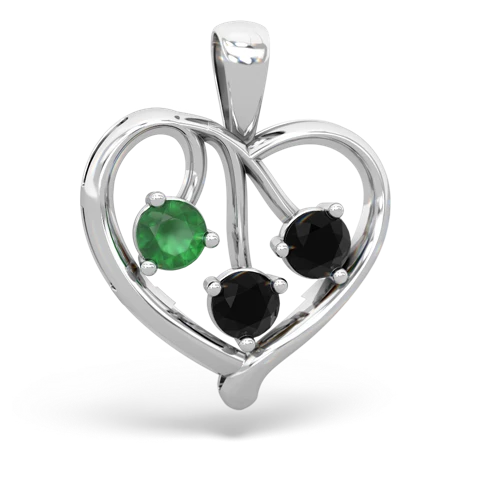 emerald-onyx love heart pendant