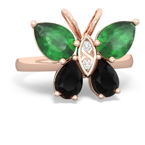 emerald-onyx butterfly ring