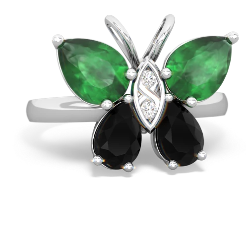 emerald-onyx butterfly ring