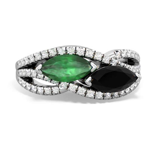 emerald-onyx double heart ring