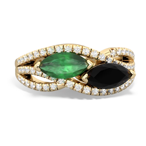 emerald-onyx double heart ring