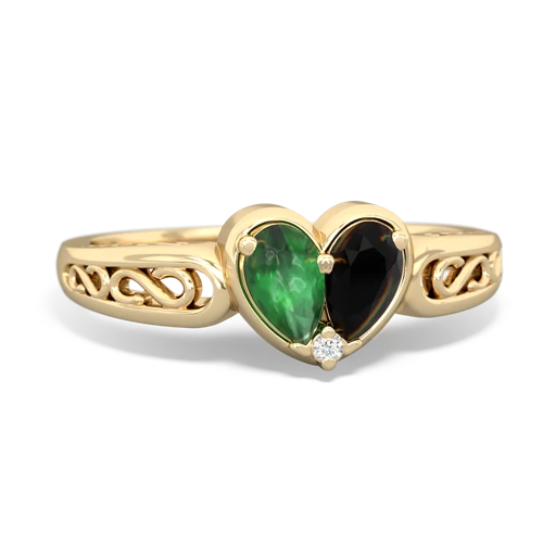 emerald-onyx filligree ring