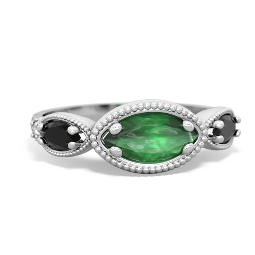 emerald-onyx milgrain marquise ring