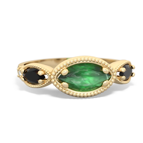 emerald-onyx milgrain marquise ring