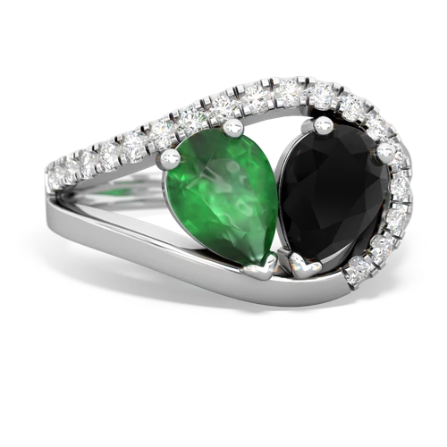 emerald-onyx pave heart ring