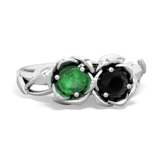 emerald-onyx roses ring