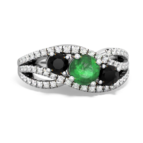 emerald-onyx three stone pave ring