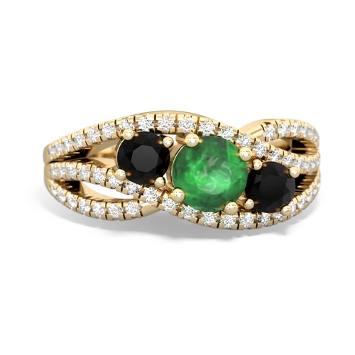 emerald-onyx three stone pave ring