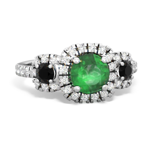 emerald-onyx three stone regal ring