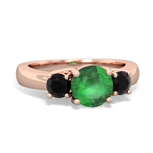 Emerald Genuine Emerald with Genuine Black Onyx and Genuine Peridot Three Stone Trellis ring Ring