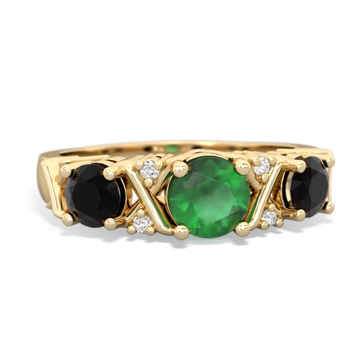 Emerald Genuine Emerald with Genuine Black Onyx and Genuine Black Onyx Hugs and Kisses ring Ring