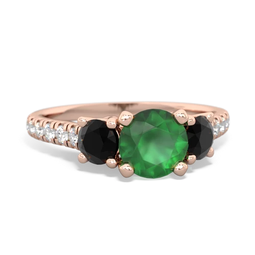Genuine Emerald with Genuine Black Onyx and Genuine Swiss Blue Topaz Pave Trellis ring