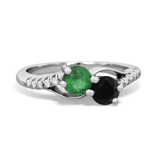 emerald-onyx two stone infinity ring