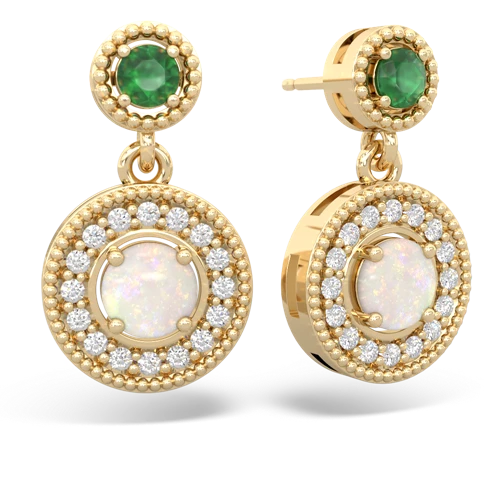 Emerald Genuine Emerald with Genuine Opal Halo Dangle earrings Earrings
