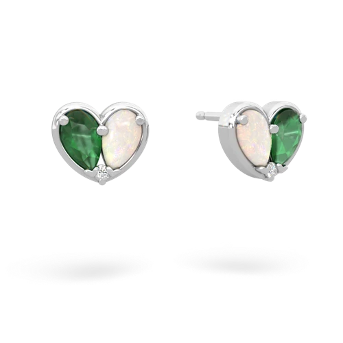 emerald-opal one heart earrings