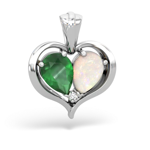 emerald-opal half heart whole pendant