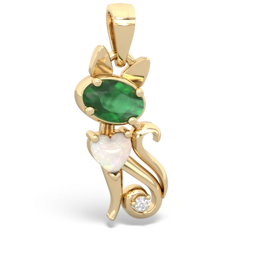 Emerald Genuine Emerald with Genuine Opal Kitten pendant Pendant