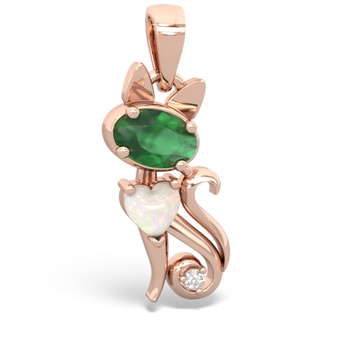 emerald-opal kitten pendant