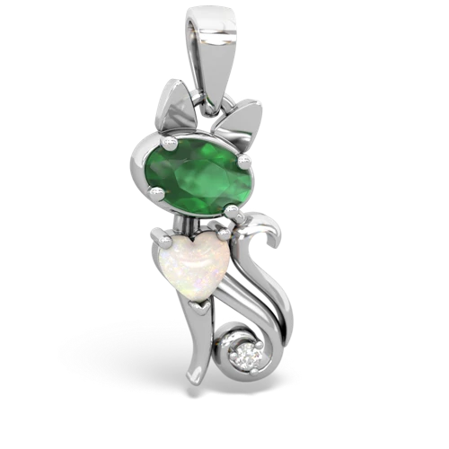 emerald-opal kitten pendant