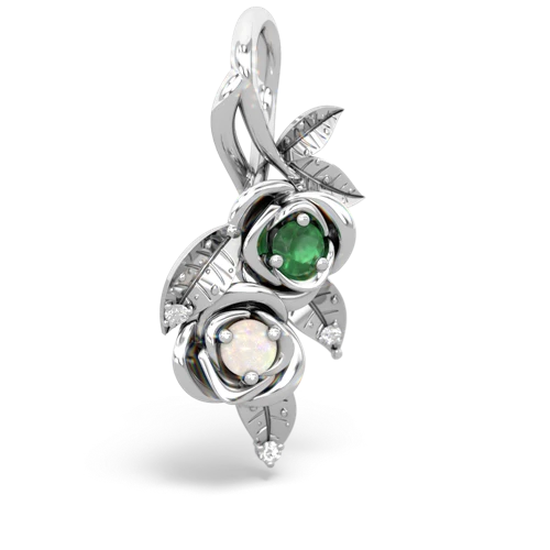 Emerald Genuine Emerald with Genuine Opal Rose Vine pendant Pendant