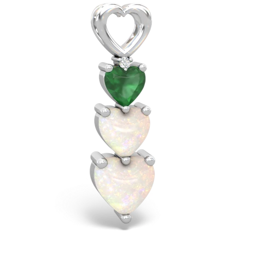 Emerald Genuine Emerald with Genuine Opal and Lab Created Pink Sapphire Past Present Future pendant Pendant