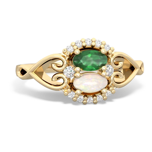 Emerald Genuine Emerald with Genuine Opal Love Nest ring Ring