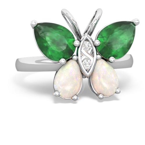 emerald-opal butterfly ring