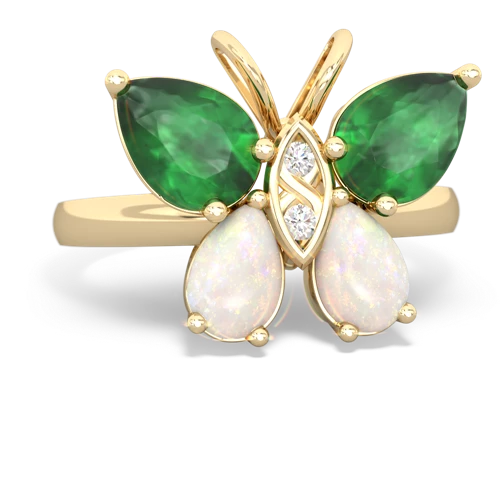 emerald-opal butterfly ring