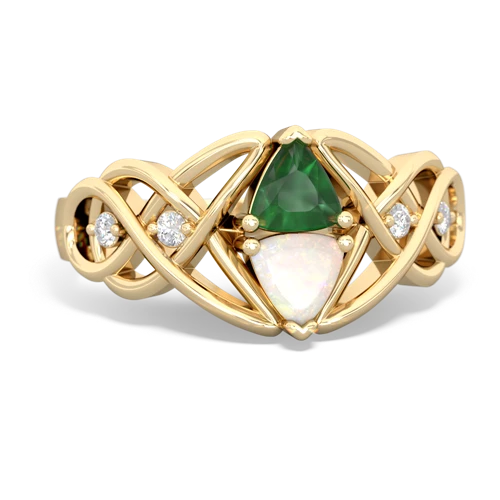Emerald Genuine Emerald with Genuine Opal Keepsake Celtic Knot ring Ring