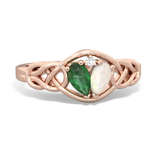 Emerald Genuine Emerald with Genuine Opal Celtic Love Knot ring Ring